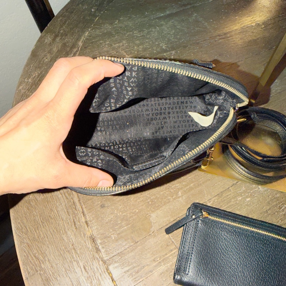 Kate Spade Black Leather Satchel Crossbody Bag + Matching Wallet Set - Picture 8 of 8